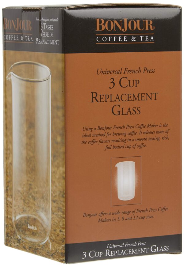 BonJour Coffee Glass French Press Universal Carafe Replacement, 12.7 Ounce, Clear - Image 3