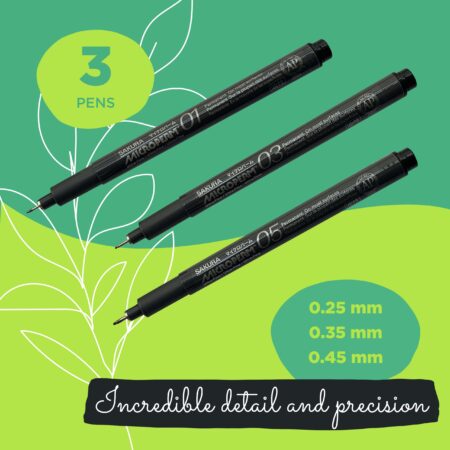 SAKURA Microperm Ultra Fine Point Pens - Permanent Marker Pen - Assorted Point Sizes - Bla - Image 2