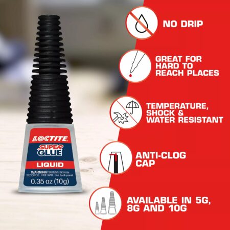 Loctite Super Glue Liquid Longneck Bottle, Clear Superglue for Plastic, Wood, Metal, Craft - Image 4