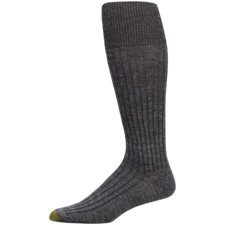 GOLDTOE Men's Windsor Wool Over-The-Calf Dress Socks, 3-Pairs, Charcoal, Large - Image 3