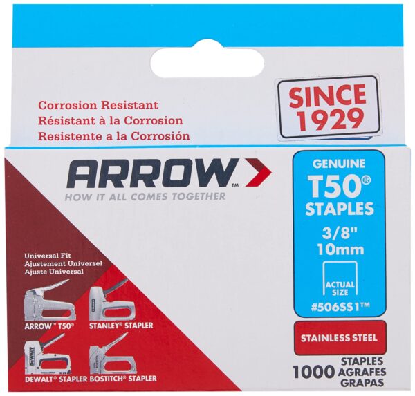 Arrow Fastener 506SS1 Heavy Duty T50 Stainless Steel Staples for Upholstery, Construction, - Image 4