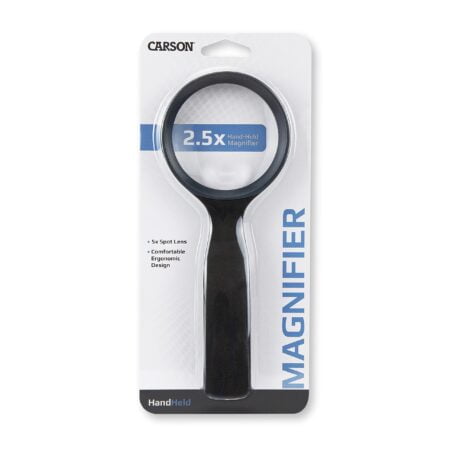 Carson HandHeld 2.5x Power Magnifier with 5x Spot Lens (JS-40) , black