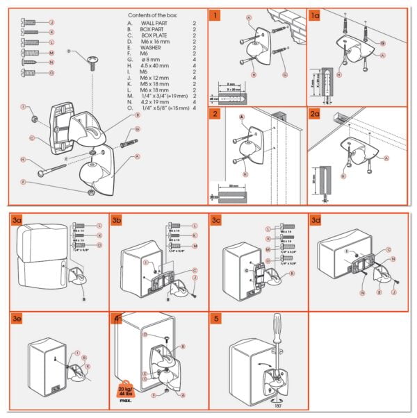 Vogel's VLB 500 Universal Speaker Wall Mount Set | Swivels up to 180? (Left/Right) | Can b - Image 5
