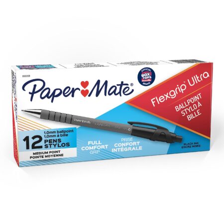 Paper Mate FlexGrip Ultra Retractable Ballpoint Pens, Medium Point, Black, Box of 12 - Image 4