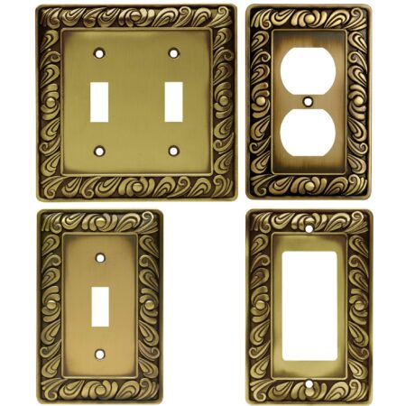 Franklin Brass Paisley Wall Plate, Tumbled Antique Brass Double Switch Cover Switch Cover, - Image 3