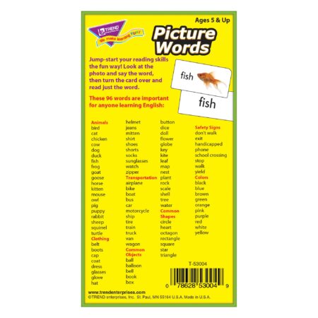 Trend Enterprises: Picture Words Skill Drill Flash Cards, Content-Rich Self-Checking Cards - Image 5