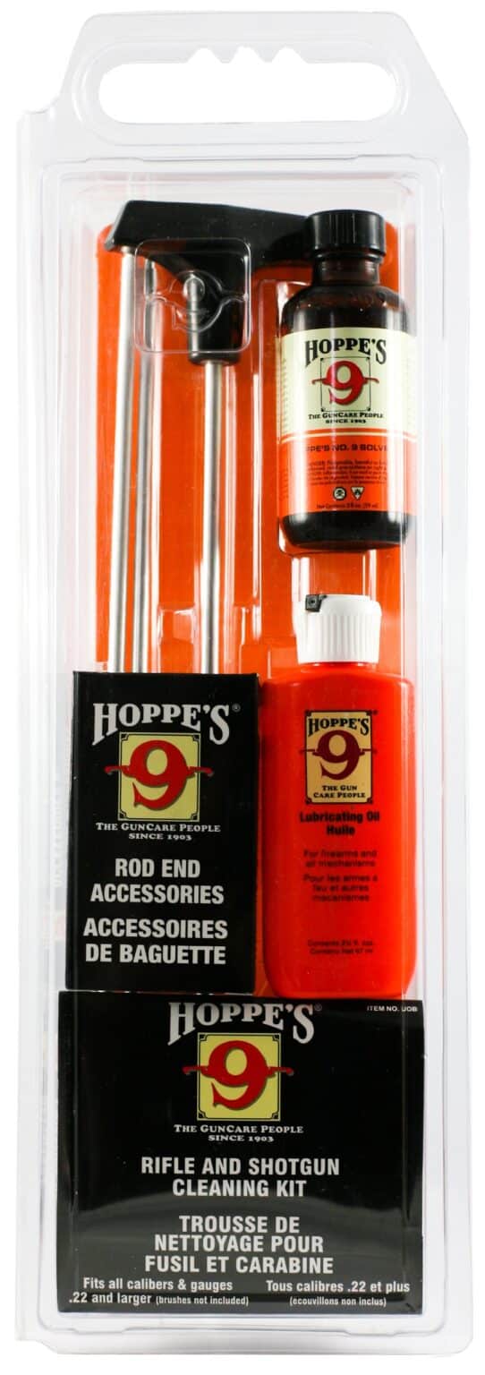 Hoppe's No. 9 Cleaning Kit with Aluminum Rod, Universal Rifle/Shotgun, Clamshell,orange