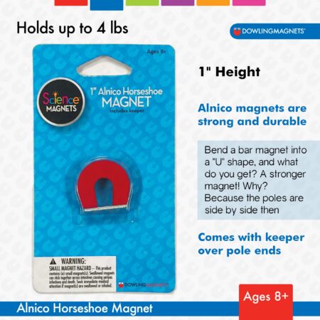 Dowling Magnets Alnico Horseshoe Magnet (One 1 Inch High Red Small Magnet) and One Keeper. - Image 4
