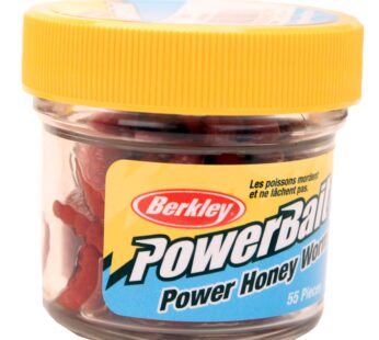 Berkley PowerBait Power Honey Worm Fishing Bait, Red, 1in | 3cm, Irresistible Scent & Flav