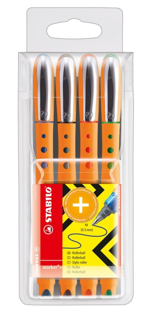 STABILO Worker+ fine Wallet of 4 - Rollerball