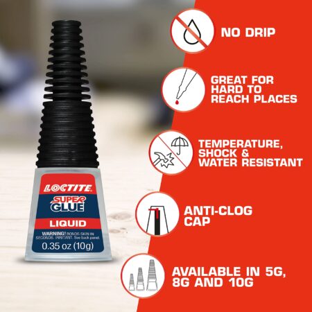 Loctite Super Glue Liquid Longneck Bottle, Clear Superglue for Plastic, Wood, Metal, Craft - Image 5