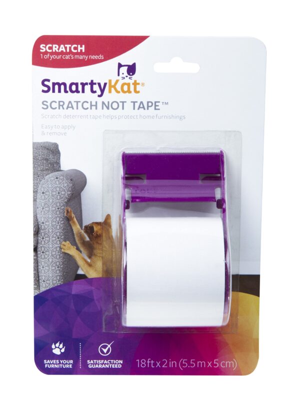 SmartyKat Scratch Not Scratch Deterrent Tape for Cats, Easy to Apply & Remove - White