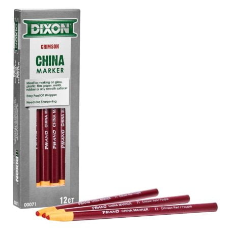 Dixon Industrial Phano Peel-Off China Marker Pencils, Crimson Red, 12-Pack (00071) - Image 3