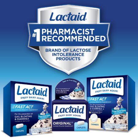 Lactaid Fast Act Lactose Intolerance Chewables with Lactase Enzymes, Vanilla, 60 Count (Pa - Image 4