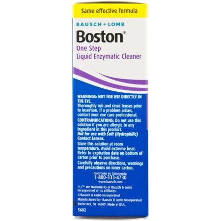 Contact Lens Solution by Boston, One Step Liquid Enzymatic Cleaner, Protein Remover, for G - Image 3