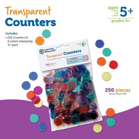 Learning Resources Transparent Color Counting Chips - 250 Pieces, Ages 5+, Math Counters f - Image 6