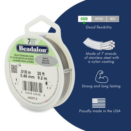 Beadalon 7 Strand Stainless Steel Bead Stringing Wire, 0.015 in / 0.38 mm, Bright, 30 ft / - Image 2