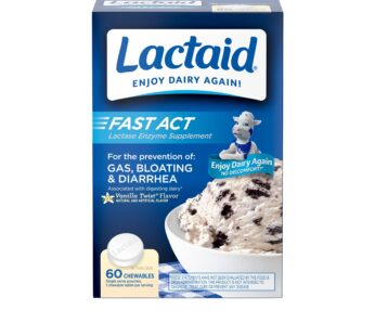 Lactaid Fast Act Lactose Intolerance Chewables with Lactase Enzymes, Vanilla, 60 Count (Pa