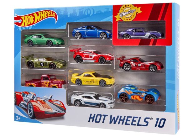 Hot Wheels Set of 10 Toy Cars & Trucks in 1:64 Scale, Race Cars, Semi, Rescue or Construct - Image 7