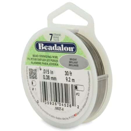Beadalon 7 Strand Stainless Steel Bead Stringing Wire, 0.015 in / 0.38 mm, Bright, 30 ft /