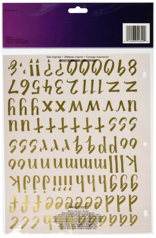 Sticko 1-Inch Susy Ratto Brush Letter Stickers, Golden Foil - Image 2