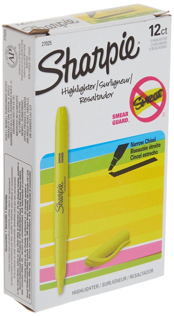 Sharpie Pocket Style Highlighters, Chisel Tip, Fluorescent Yellow, Box of 12 - Image 5