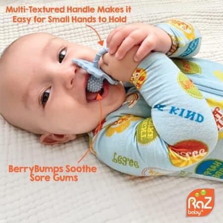 RaZbaby RaZberry Silicone Baby Teether Toy - Berrybumps Soothe Babies Sore Gums - Hands Fr - Image 2