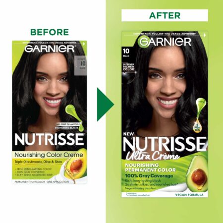 Garnier Hair Color Nutrisse Nourishing Creme, 10 Black (Licorice) Permanent Hair Dye, 1 Co - Image 2