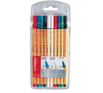 STABILO Fineliner point 88 – Wallet 4 x Erasables + 2 x ink Erasers + 4 Overwriters