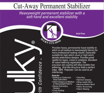 Sulky 102744 Fuse ‘n Stitch Cut-Away Permanent Stabilizer, 24″X36″,White