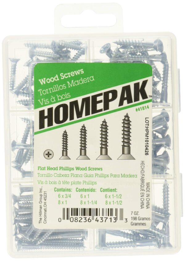 Hillman HOMEPAK 41814 Flat Head Phillips Wood Screws