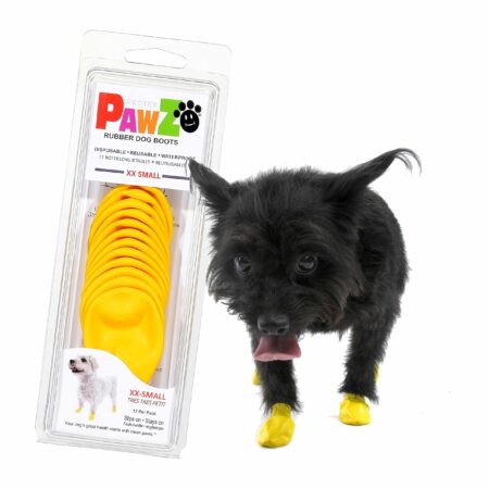 Pawz Yellow Water-Proof Dog Boot, XX-Small, Up to 1-1/2-Inch