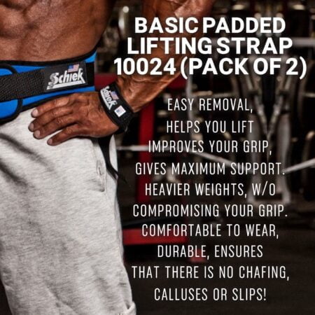 Schiek Sports Model 1000-BPS Basic 20" Padded Lifting Straps - Black - Image 5