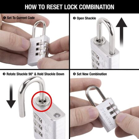 Master Lock 630D Set Your Own Combination Lock, Aluminum, 1-3/16 in. Wide - Image 5