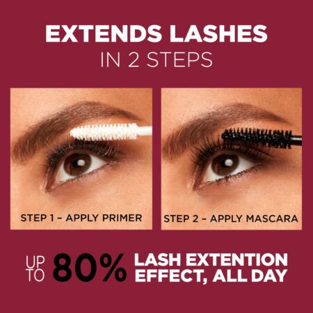 L'Oreal Paris Makeup Double Extend Tubing Mascara, Lengthening 2 Step Mascara, Smudgeproof - Image 3