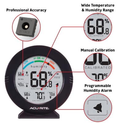 AcuRite 01080M Pro Accuracy Temperature and Humidity Gauge with Alarms, Black - Image 3