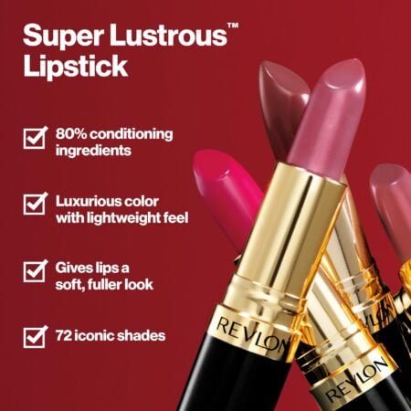 Revlon Lipstick, Super Lustrous Lipstick, Creamy Formula For Soft, Fuller-Looking Lips, Moisturized Feel in Berries, Rum Raisin (535) 0.15 oz - Image 3