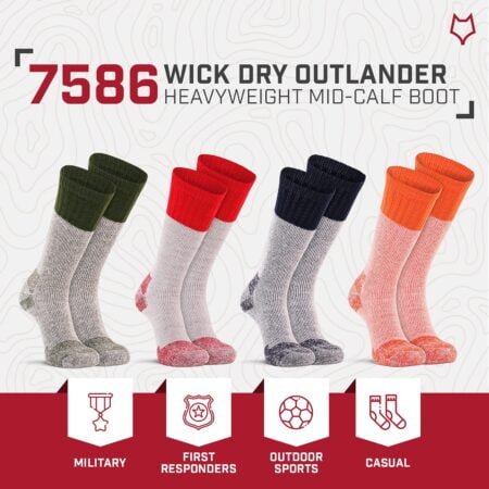 FoxRiver womens Wick Dry Outlander Heavyweight Boot & Field Mid-calf hiking socks, Green, - Image 5