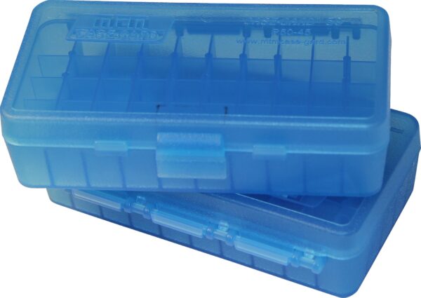 MTM 40/45/10MM Cal 50 Round Flip-Top Ammo Box, Blue - Image 3