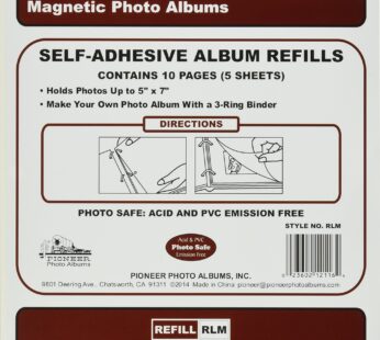 Refill Pages for LM-100, LM-100D and LM-100W Photo Albums, 10 Pages (5 Sheets), White Back