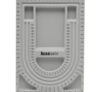 The Beadsmith Bead Board, Grey Flocked, 3 U-Shaped Channels, 6 Recessed Compartments, 9.5