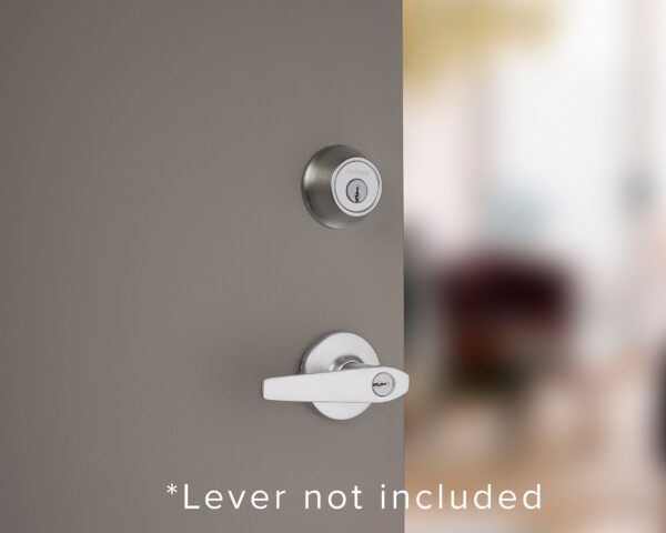 Kwikset 660 Deadbolt Deadbolt Lock, Satin Chrome Round Exterior Keyed Front Entry Door, Pi - Image 4