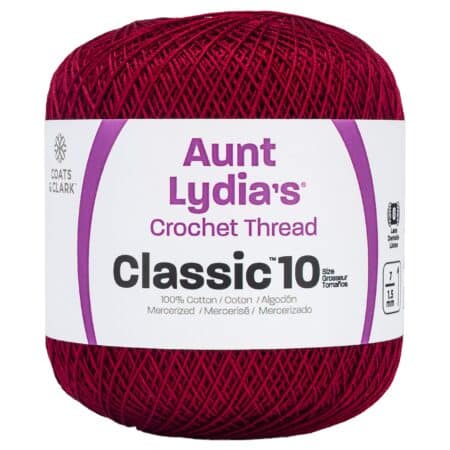 Coats Crochet Aunt Lydia's Crochet, Cotton Classic Size 10, Burgundy (154-492)