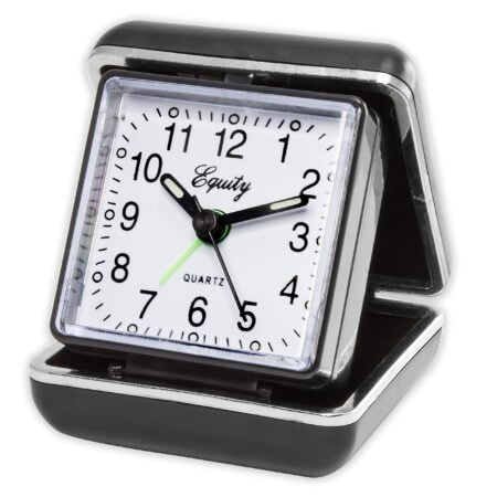 Equity by La Crosse Quartz Analog Fold-Up Travel Alarm Clock, Pack of 1, Black - Image 2