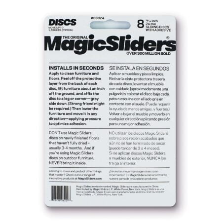 Magic Sliders 8024 Series 8PK 15/16" SQ Slider, 1, Grey - Image 2