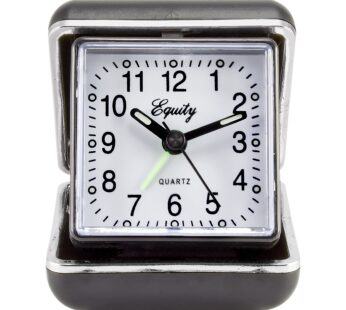 Equity by La Crosse Quartz Analog Fold-Up Travel Alarm Clock, Pack of 1, Black