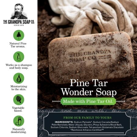 The Grandpa Soap Company Pine Tar Bar Soap The Original Wonder Soap | 3-in-1 Cleanser, Deo - Image 2
