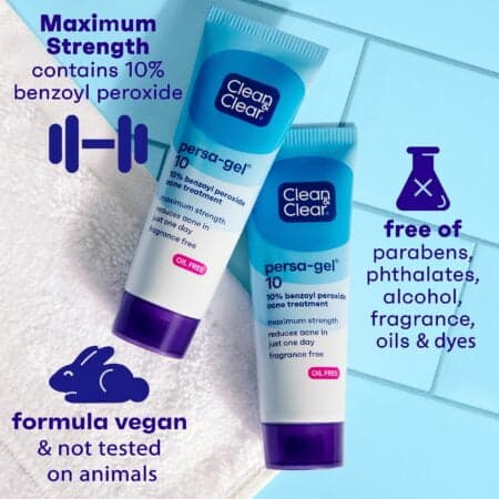 Clean & Clear Persa-Gel 10 Acne Medication Spot Treatment with Maximum Strength 10% Benzoy - Image 7