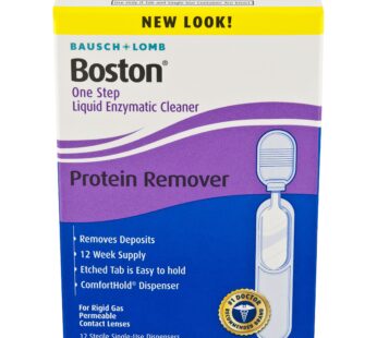 Contact Lens Solution by Boston, One Step Liquid Enzymatic Cleaner, Protein Remover, for G