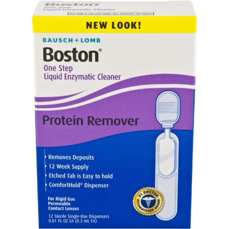 Contact Lens Solution by Boston, One Step Liquid Enzymatic Cleaner, Protein Remover, for G